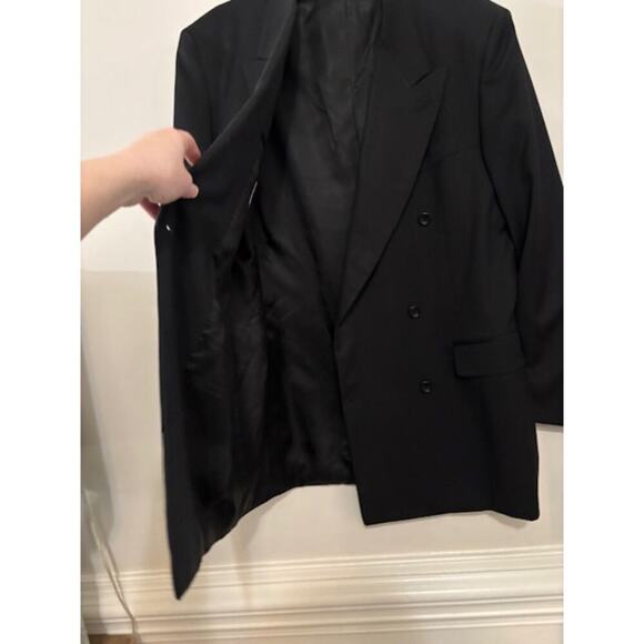 Canali Blazer 40L US (50L EU) Double Breasted Suit Jacket 100% Wool Black Italy - Picture 5 of 14